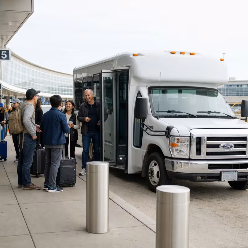 Black Mercedes Sprinter van staged for an Minneapolis Airport Transportation group