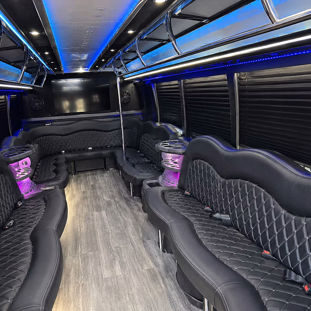 Minneapolis Birthday, Sweet 16, & Quinceañera Transportation party bus interior
