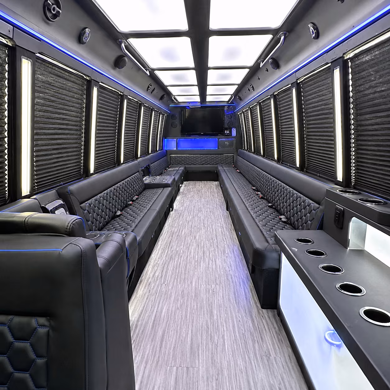 Minneapolis Sporting Event Transportation party bus interior