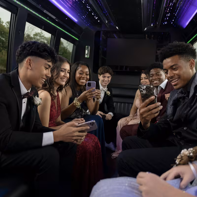 Black Mercedes Sprinter van staged for an Minneapolis Prom & Homecoming Transportation group