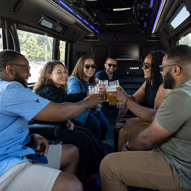 Black Mercedes Sprinter van staged for an Minneapolis Winery & Brewery Tour Transportation group